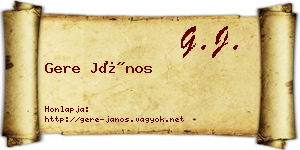 Gere János névjegykártya